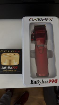 BaBylissPRO CustomFX Clipper (Red) + GoldFX Charging Base Bundle - New Sealed