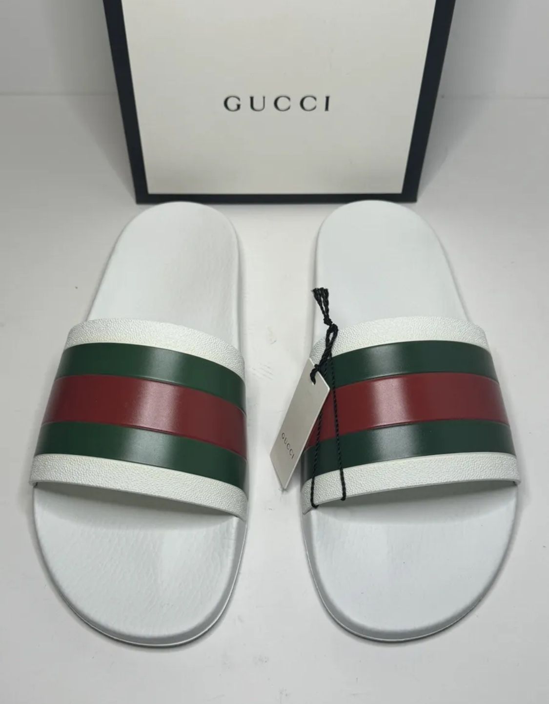 GUCCI Men’s Web Slide White Size 10