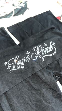 PINK Victoria Secret Black Bedazzled Flared Leggings