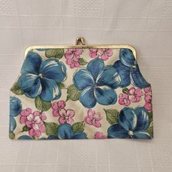 Vintage Floral Cosmetic Bag Makeup Clutch Purse
