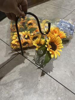 Wedding sunflower decor jars, hangers & sunflowers complete set