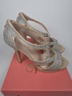 De Blossom YAEL-76 Women’s 8 Nude Sparkle Rhinestone Platform Heels