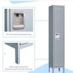 ✌️ Metal Locker Cabinet Single Tier 12 in. D x 12 in. W x 66 in. H in Gray Steel 