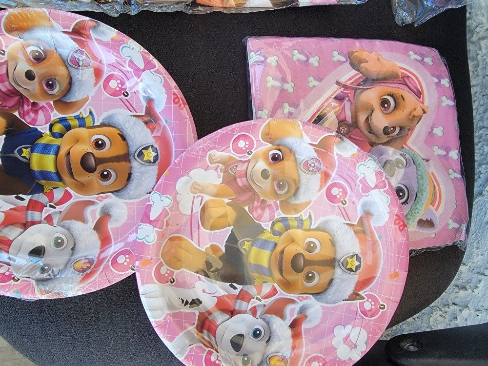 Paw Patrol Pink Birthday Set Plates Napkins Tablecloth
