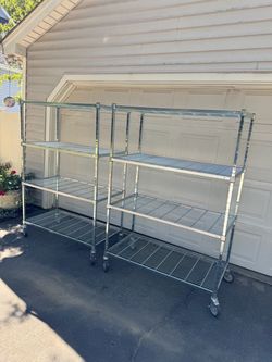 Storage Shelves with Wheels 4-Tier Heavy Duty, Chrome 24”D x 47”W x 69”H $250.00 Each