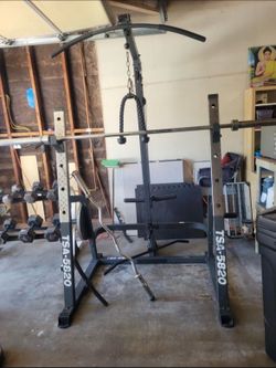 Multifunctional Home Gym + Olympic Barbell & Plates – Complete Setup