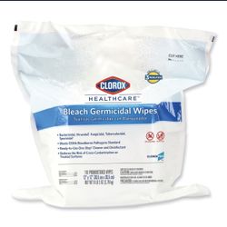 Clorox Healthcare Bleach Germicidal Wipes Bag, 12" x 12", 110 Count