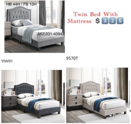 Twin New Platform Bed with Very Nice Orthopedic Supreme Mattress Sale