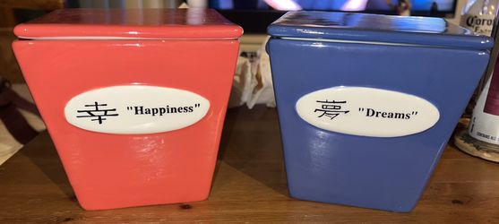 2 Ceramic Chinese Takeout Containers