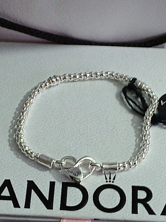 Pandora Moments Authentic Brand New Sparkling Sterling Silver Studded Chain Bracelet 7 Inch & 7.5 Inches Available