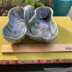  Caribbean  3782 Green & Blue Dish W Handle