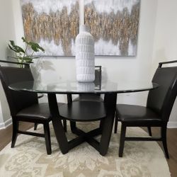 Dining table 4 chairs leather For Sale