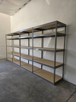 5 Tier Shelving 48 in W x 24 in D American Made Used Heavy Duty Steel Boltless Storage Racks Delivery Available