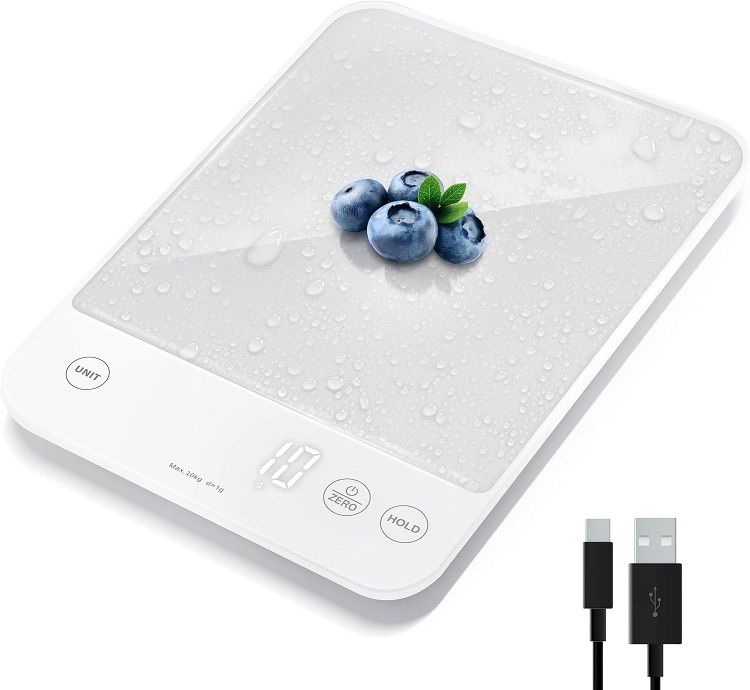 Etekcity Food Kitchen Scale, 22lb Digital Weight Scale Grams and Ounces Rechargeable Waterproof Tool for Weight Loss