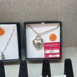 Silver Necklace With Heart Pendant Stamped Tiffany 