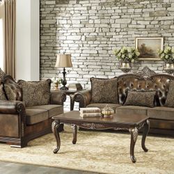2pc Brown Elegance Sofa & Loveseat Set - Free Delivery Promo 