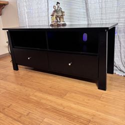 Black Solid Wood Tv Stand With Drawers.