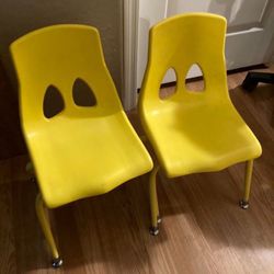 Vintage Kids School Metal And Plastic Chairs