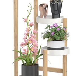 Wisuce 4‑Tier Bamboo Plant Stand – Tall Corner Display Rack (Indoor/Outdoor)