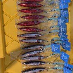 Brand New Metal Jig Set | Red & Blue-Purple | Rigged with BKK Assist Hooks | In Stock