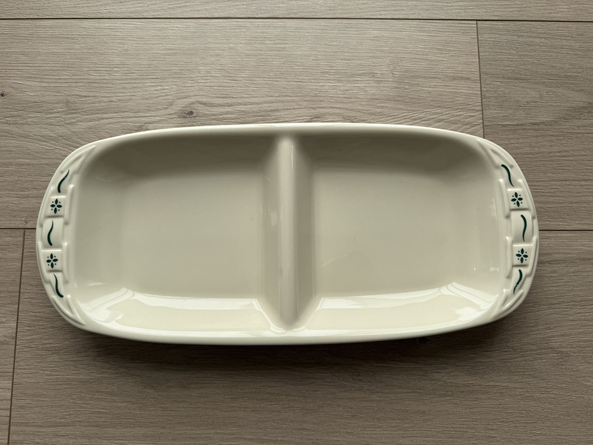 Vintage Longaberger Cream Divided Ceramic Serving Dish