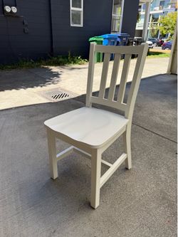 Classic White Wooden Kitchen Chair / Desk Chair – Sturdy & Clean