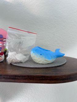 Whale crystal holder with rock quartz crystals