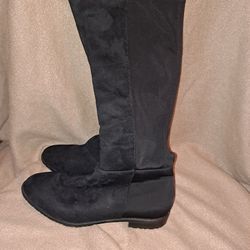 Womens Knee High Black Zip Up Boots
