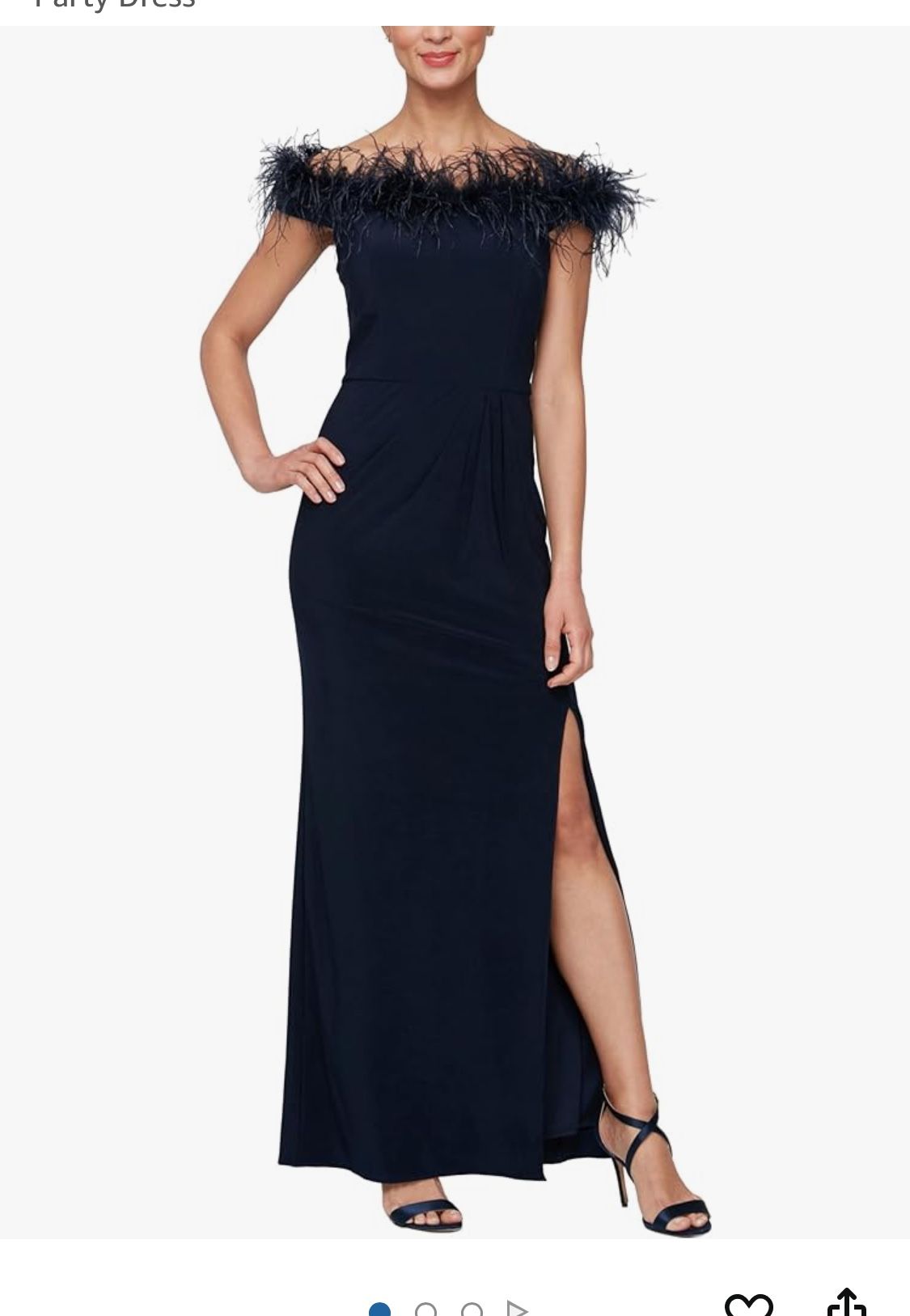 Alex Evenings Women's Long Length Off The Shoulder Gown with Front Slit and  Maribou Detail Neckline, Formal Party Dress - www.ice4pros.com.br