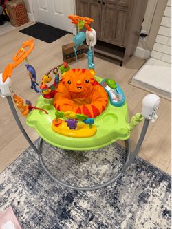 Fisher-Price Baby Bouncer Tiger Time Jumperoo Activity Center with Lights Music and Toys