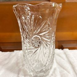 #1012 Yugoslavian Lead Crystal Glass Industries – Pinwheel Design encompassing the “Star of David”  Vase  