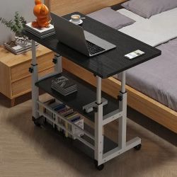 Laptop Desks Adjustable Height， Up Table with Wheels Double Layer Storage Computer Workstations