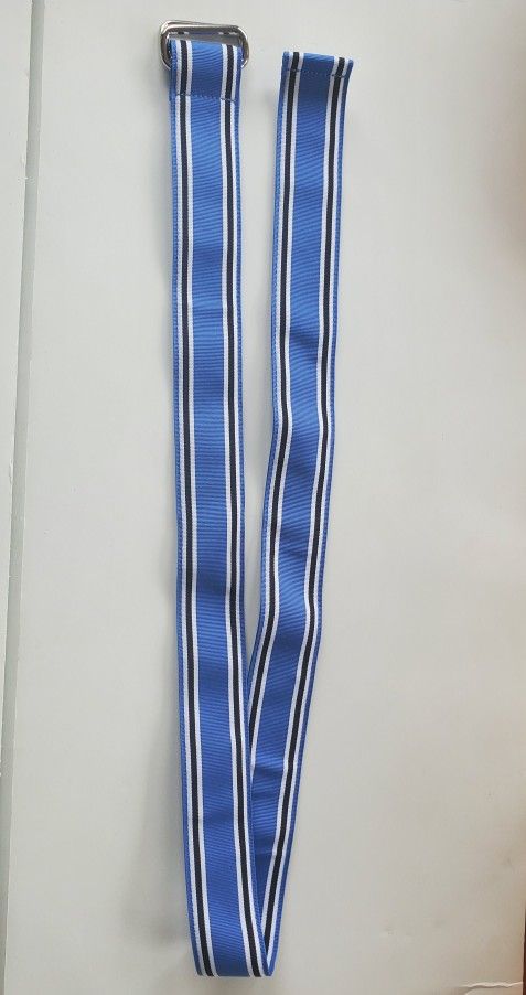 Lands' End women's multicolored ribbon cloth belt size M D ring Blue Stripe 37"
New without tag