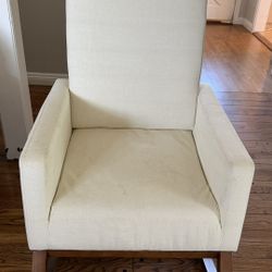 Cream Upholstered Glider Rocking Chair