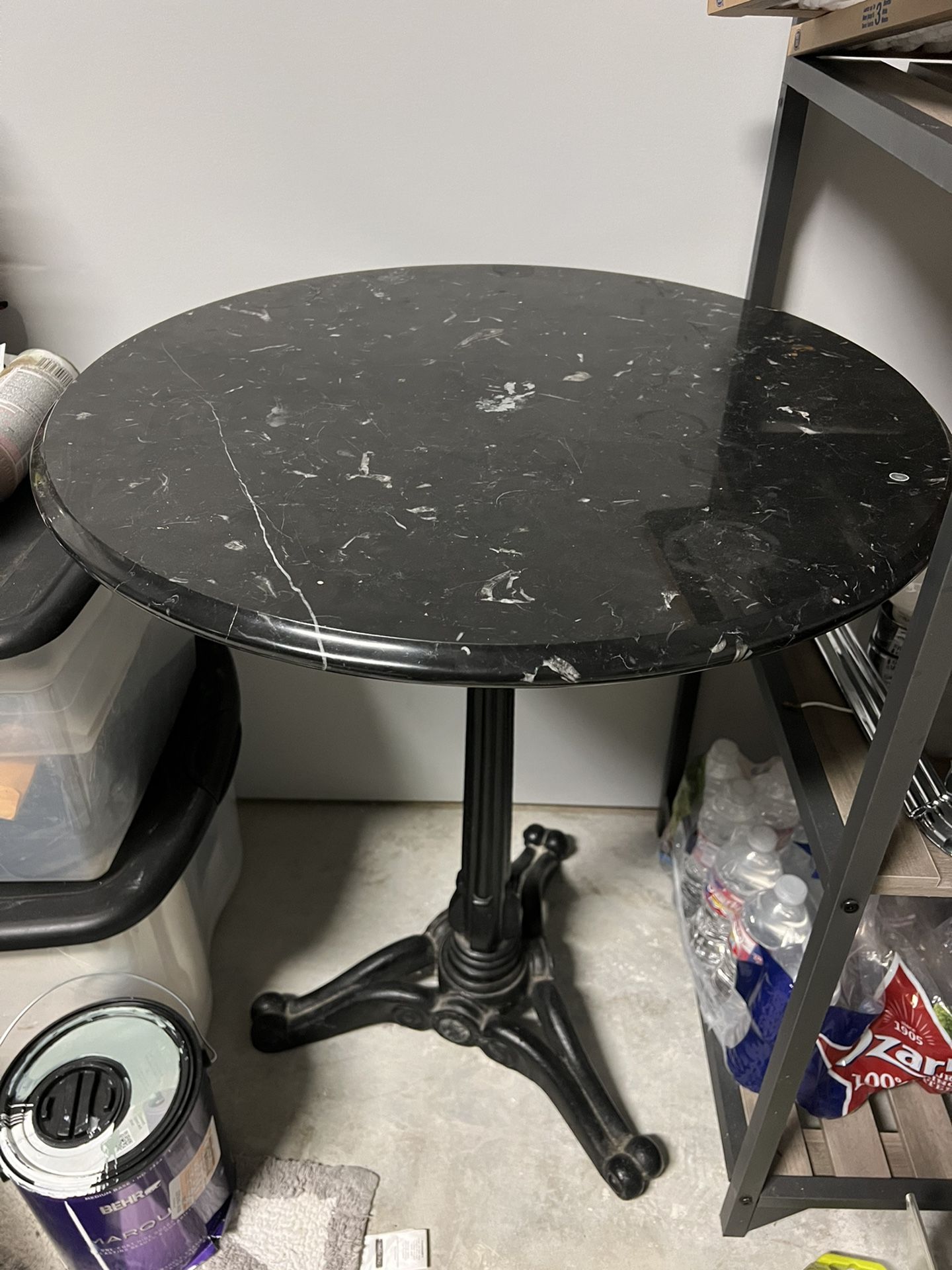 Bombay Company Black Marble Pedestal Table 29inchs Tall And 23 In Round Top.