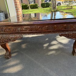 Hand Carved Wooden Table Set