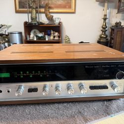 Sansui 2000X Solid State Stereo Receiver Tuner Amplifier with Wood Case. Missing power button as last picture. Tested. All working great.  