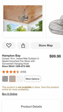 Hampton Bay Conyer 18 in. Ceiling Fan Silver