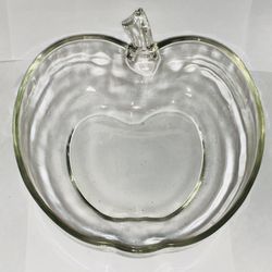 VTG Hazel-Atlas Orchard Apple Clear Glass Salad Bowl 10"x 3.5"