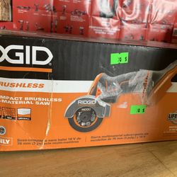 RIDGID 18V SubCompact Brushless Cordless 3 in. Multi-Material Saw (Tool Only) with (3) Cutting Wheels