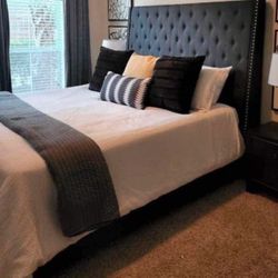 New King Size Tall Grey Bed Frame- Mattress Not Included