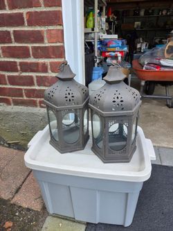 Decorative Metal Candle Lanterns Set of 2 for $18