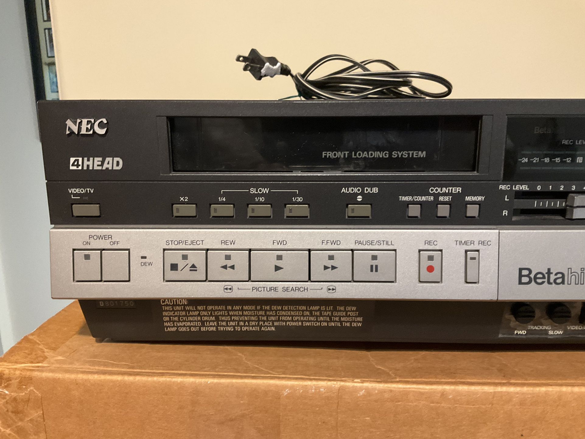 Betamax VCR By NEC, HiFi, Like New But Does Not Play 