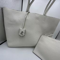 Jimmy Choo Nine2Five E/W Latte Grainy Calf Tote Bag with JC Logo  RETAIL $990