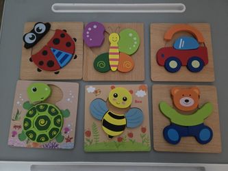 Set of 6 Wooden Jigsaw Puzzles