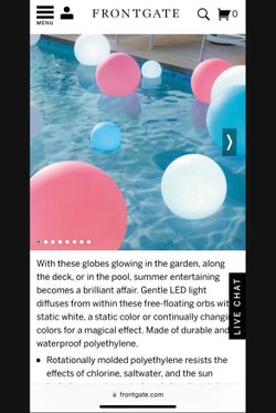 NEW - 10 Frontgate LED Color Changing Glow Balls - 23.5 In - $90 Each