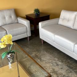 Sofa Set Beige Or Light Gray Linen