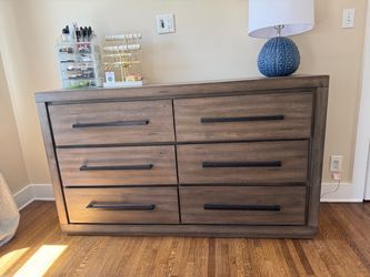6-Drawer Wood Dresser with Black Handles