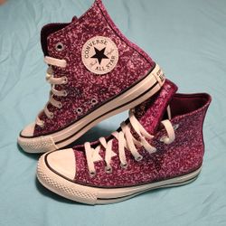 Women's Pink Glitter Converse Shoes 