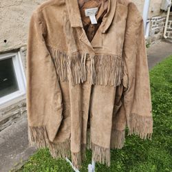 Via Accenti Leather Frill Jacket Woman Size 26W